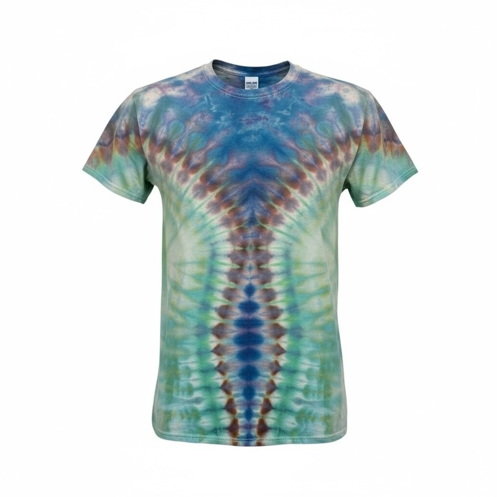 Tie Dye Cotton T-Shirt Colorful Hippie Pattern Short Sleeve Casual Top Mens M